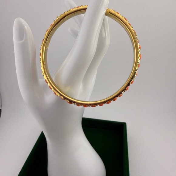 Kennith J Lane Gold Toned and Orange Rhinestone Women's Bangle/Bracelet - Picture 3 of 7